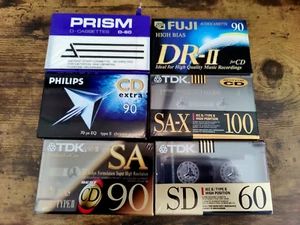 TDK SA-X100/TDK SD60/TDK SA90/FUJI DR-II/PHILIPS/BRAND NEW SEALED/6 CASSETTE LOT - Imagen 1 de 5