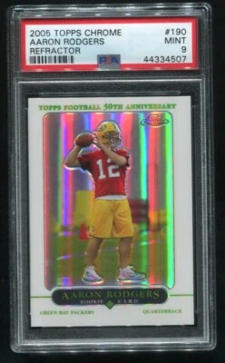 Topps 2005 cromo Aaron Rodgers refractor RC #190 PSA 9 como nuevo Foto 1 de 2