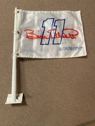 Vintage “Bill Elliott #11” Double Sided Vehicle Window Flag W/ Attachment Pole Cover