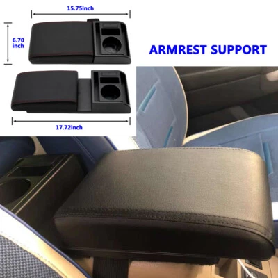 Universal Car Armrest Lid Cover Center Console Storage USB Organizer Cup -Holder - Image 1 of 4