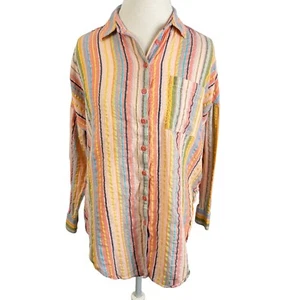 Pilcro Anthropologie mehrfarbig gestreiftes Hemd Boyfriend Oversized Größe XXS XS - Bild 1 von 10