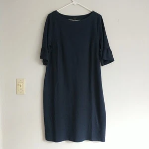Talbots Women Shift Dress X Navy Blue Knit Stretch Minimalist New - Picture 1 of 7