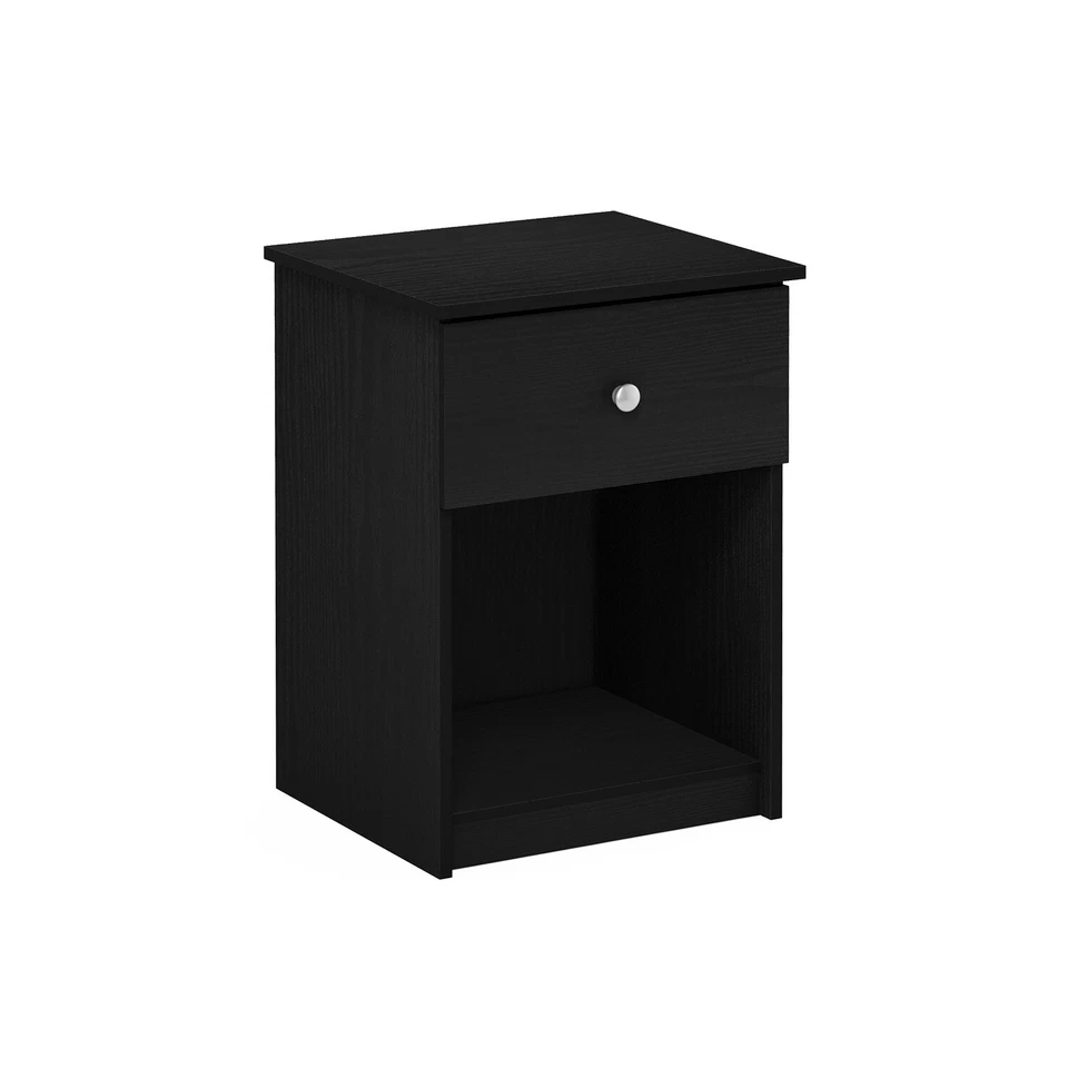 Furinno Lucca Nightstand with One Drawer Single Black Oak - Image 1 of 1