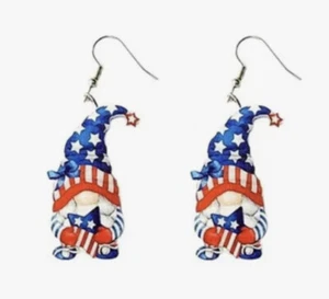 Orecchini GNOME PATRIOTTICI 4 luglio stampa bandiera americana americana - Foto 1 di 1