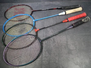 4 Vintage Badminton Schläger - Kawasaki BM-88 - Adidas - Wilson Agressor 200 - Picture 1 of 16