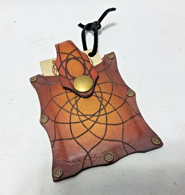 Laser cut leather wallet by me scalloped web bat shaped custom goth rockabilly - Image 1 of 4