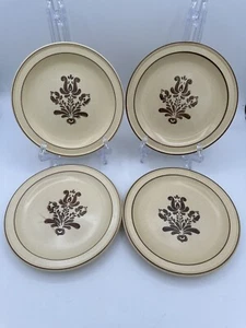 VINTAGE PFALTZGRAFF VILLAGE LOT SET 4 DESSERT BREAD 7" PLATES TAN BROWN FLORAL - Picture 1 of 6