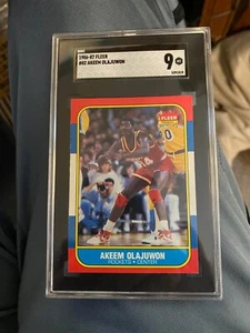 1986-87 Fleer Basketball #82 Akeem Olajuwon SGC 9 - Picture 1 of 2