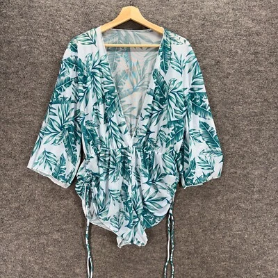 Mono sin marca para mujer L grande blanco floral cuello en V manga larga pantalones cortos informales Foto 1 de 4