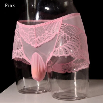 Mutandine uomo sexy Sissy marsupio pizzo trasparente perizoma lingerie intimo gay perizoma - Immagine 1 di 4