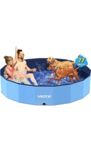 VISTOP Jumbo Foldable Dog Pool, Hard Plastic Shell Portable Swimming Pool for... - Picture 1 of 10