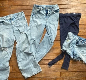 Girls Kids Jeans Jean Shorts Legging Size 12 (L) Lot Of 4 Cat & Jack Art Class - Picture 1 of 9