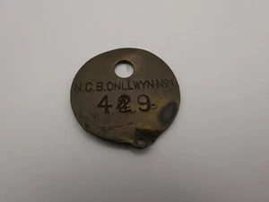 Rare Welsh Vintage Brass Mining Miners Colliery Check Tally - NCB Onllwyn No1 - Bild 1 von 6