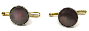 Gold Filled Cufflinks Studs Abalone Shell Mid-Century Men's Vintage Formal Wear - Picture 1 of 5