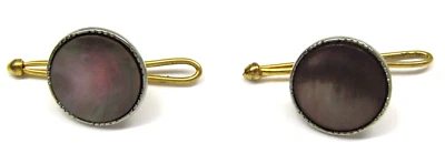 Gold Filled Cufflinks Studs Abalone Shell Mid-Century Men's Vintage Formal Wear - Image 1 of 4