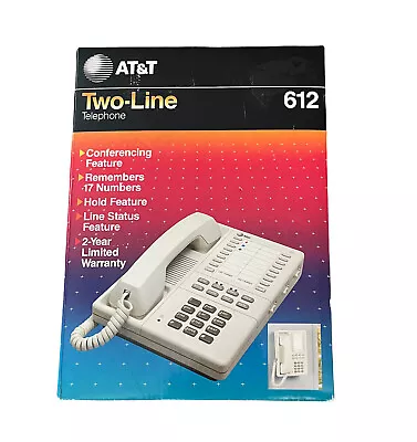 New AT&T 612 Vintage 1988 Two-Line Telephone NOS Landline New Old Stock Phone • 79.95€
