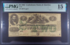 1862 Confederate States of America $2 Banknote, T-43, Cr. 338, PMG ChF 15.