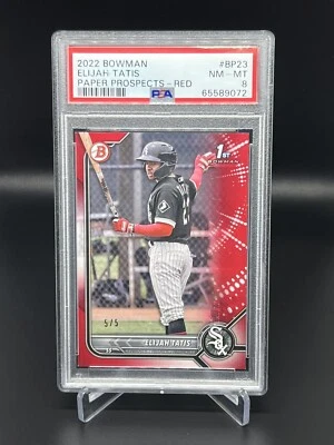 2022 Bowman Elijah Tatis 1st RC Red Parallel  # 5/5 PSA 8 - Image 1 of 2