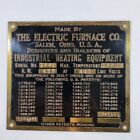 The Electric Furnace Company Industrial Heating Oven Brass ID Badge