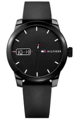 TOMMY HILFIGER BLACK SPORT WATCH WITH SILICON STRAP 1791382 - Image 1 of 3