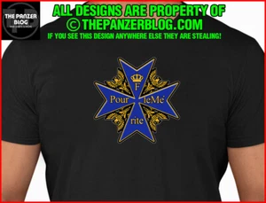 Blue Max Meda T-Shirt WWI Luftwaffe Maltese Cross - Picture 1 of 49