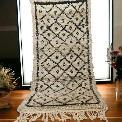 Rug Moroccan Handmade Geometric Berber Vintage Carpet Wool Cotton Area Runner - Image 1 of 4