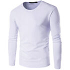 S-5Xl Men's Plain Blank T-Shirt Basic Tee Round Neck Bottom Shirt Long Sleeve