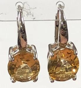 DBJ Sterling Silver Earrings Dangle Citrine - Picture 1 of 9