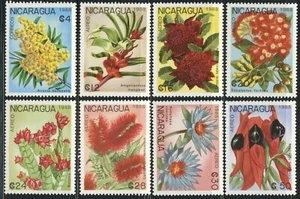 Nicaragua Sc# 1741-1748 Flowers Plants Nature Postage Stamps 1988 Mint NH - Picture 1 of 1