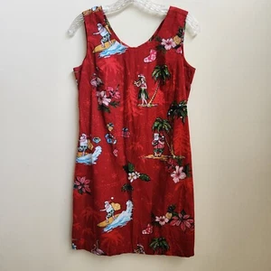 Hawaii Hangover Dress Women's M Red Hawaiian Santa Surf Hula Luau Resort Holiday - Picture 1 of 18