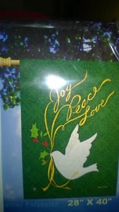 Neu Weihnachten JoyPeaceLove Hof Flaggen 28" x 40" Brise Kunst Solar Seide Polyester - Bild 1 von 1
