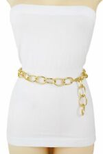 Women Gold Metal Thick Chain Chunky Link Narrow Waistband Fashion Belt XS S M