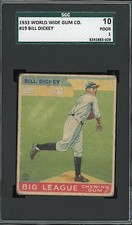 1933 V353 World Wide Gum #19    Bill Dickey  HOF  Yankees "+French" SGC 10 !!