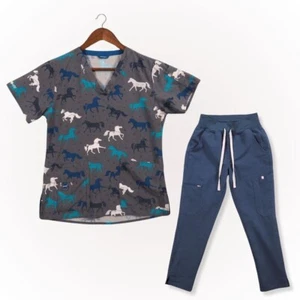Figs Scrub Set Yola Skinny Pant XS / P + Small Scrub Top super süß Einhörner! - Bild 1 von 23