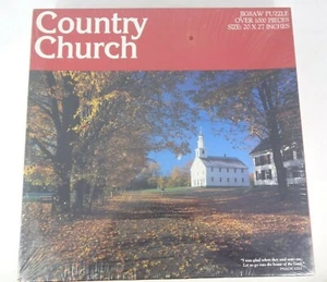White Country Church Autumn 1000 Pc Warner Press Christian Jigsaw Puzzle US Made - Picture 1 of 6