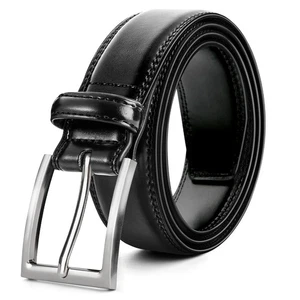 Cinturón de vestir clásico informal de cuero genuino para hombre con hebilla de una sola punta... - Imagen 1 de 6