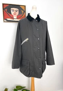 BARBOUR X ALEXA CHUNG Grey Edith Wax Jacket UK 12 EU 38 USA 8 Large Coat Tartan - Picture 1 of 20