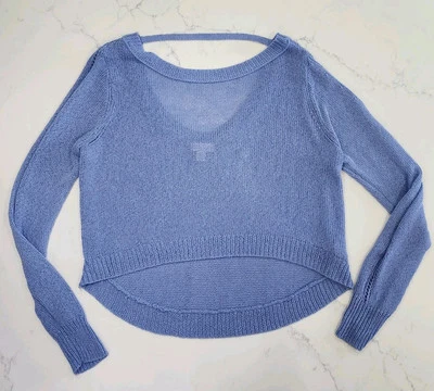 Свитер Bisou Bisou с ремешком на спине Hi-Lo Periwinkle синий большой вязаный крючком - Изображение 1 из 4