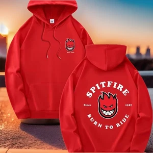 Skateboard Mens Hoodie XL With Spitfire Logo Pullover Red 🛹 - Picture 1 of 2