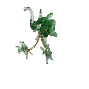 3er Set Vintage Dime Store mundgeblasene grüne Glas Elefanten Made in Taiwan - Bild 1 von 6