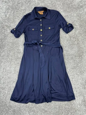 Tory Burch Shirt Dress Womens Small Blue Silk Wrap Blouson * - Image 1 of 4