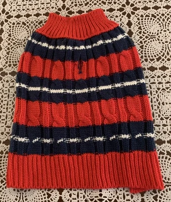 Pet Spirit Dog Sweater Cable Knit Red Navy Blue White XS Extra Small Warm Winter - Image 1 of 4