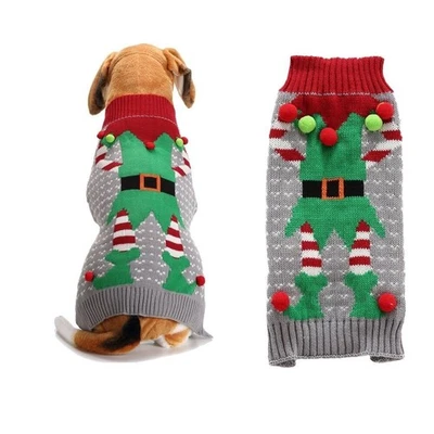 Christmas Dog Jumper Warm Festive Dog Elf Outfit Xmas Gift S/M/L - Image 1 of 4
