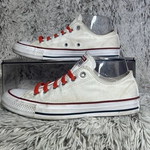 Converse All Star Unisex Women’s 7 Mens 5 White Low Top Sneakers Rubber Laces - Picture 1 of 11