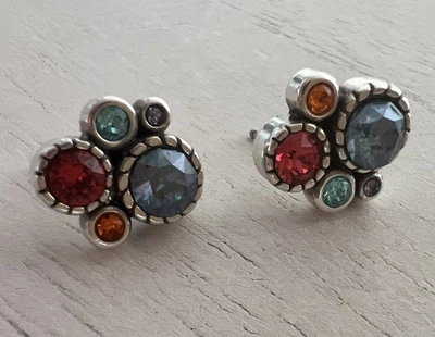 Pendientes Brighton Halo Plata Multicolor Cristal Swarovski Poste Foto 1 de 4