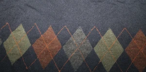 Merona Merino Wool Argyle V Neck Sweater Green Blue Orange M Preppy Ivy League - Bild 1 von 4