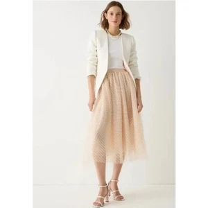 J. CREW Colección Edición Limitada Tul Midi Falda Anacardo Crudo Preppy Talla 10 - Imagen 1 de 14