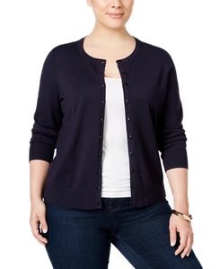 Charter Club Women's Plus Size Long-Sleeve Cardigan (0X, Deepest Navy) - Picture 1 of 1