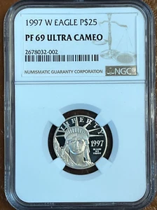 1997 W $25 1/4 oz Proof American Platinum Eagle NGC PF69 UCAM, Statue of Liberty - Picture 1 of 12