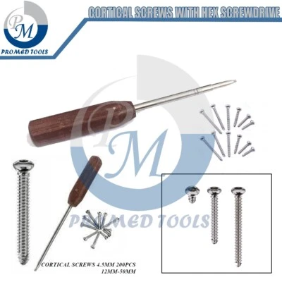 PROMED TOOLS 200Pcs Cortical screws 4.5mm Different With Free Driver
